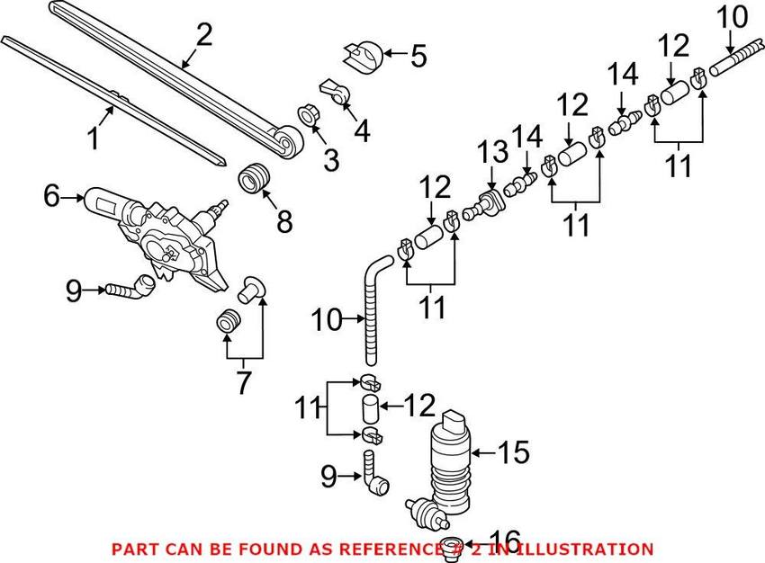 Audi Back Glass Wiper Arm 8U09554071P9